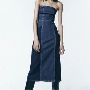 Zara Denim Blue Midi Dress